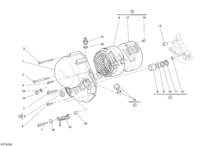 Toutes les pièces pour le Couvercle D'embrayage du Ducati Monster S2R 800 Dark 2006